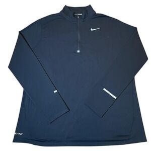 Nike 1/4 Zip Running Top Men XL Black EUC Dri-FIT Reflective 683485-010